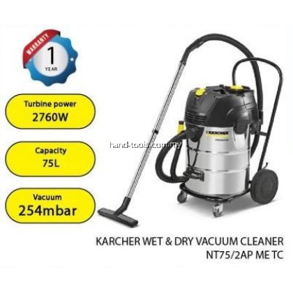 KARCHER NT75/2AP ME TC WET & DRY VACUUM CLEANER (2760W/254MBAR/75L)